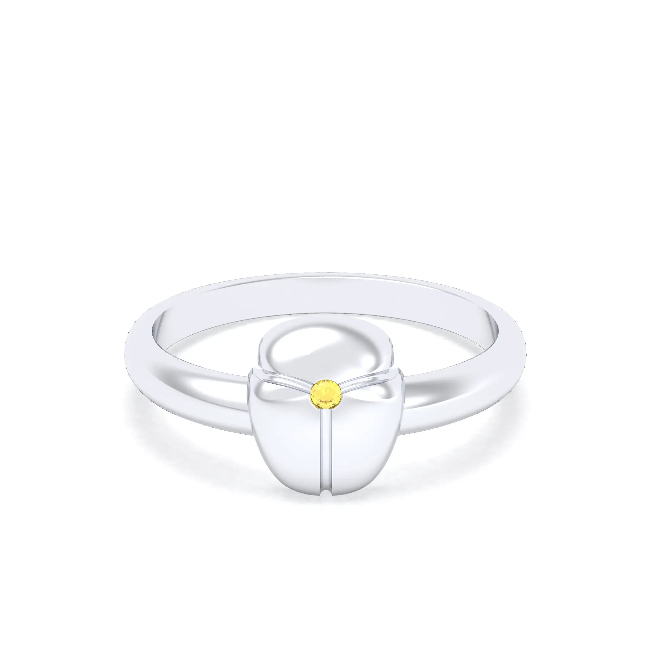 Bague Scarabée or blanc 18 carats sertie d'une pierre précieuse au choix