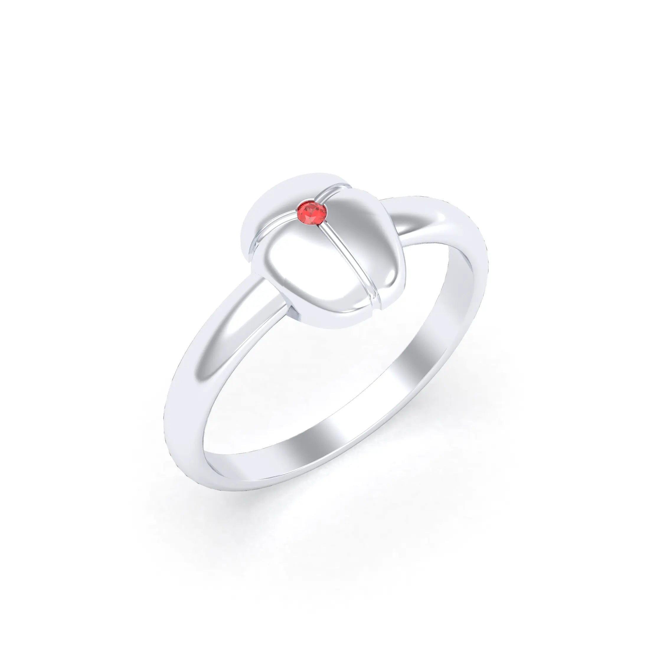 Bague Scarabée or blanc 18 carats sertie d'une pierre précieuse au choix Saphir rouge