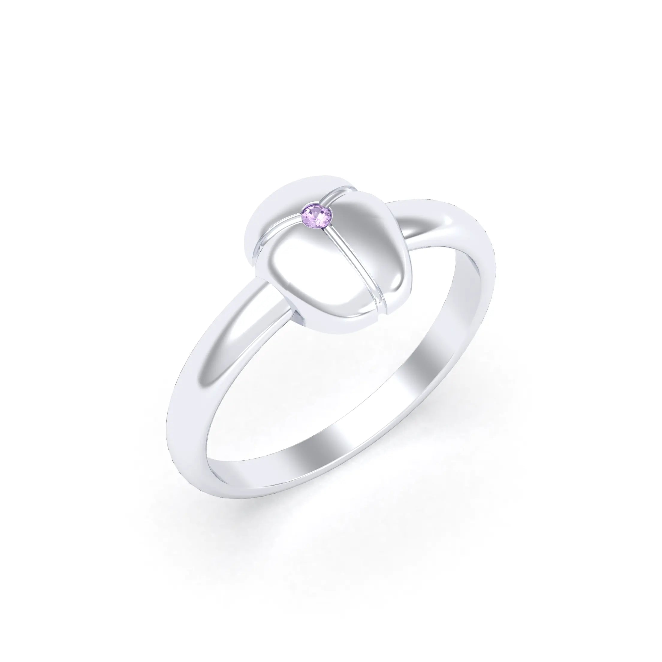 Bague Scarabée or blanc 18 carats sertie d'une pierre précieuse au choix Saphir violet