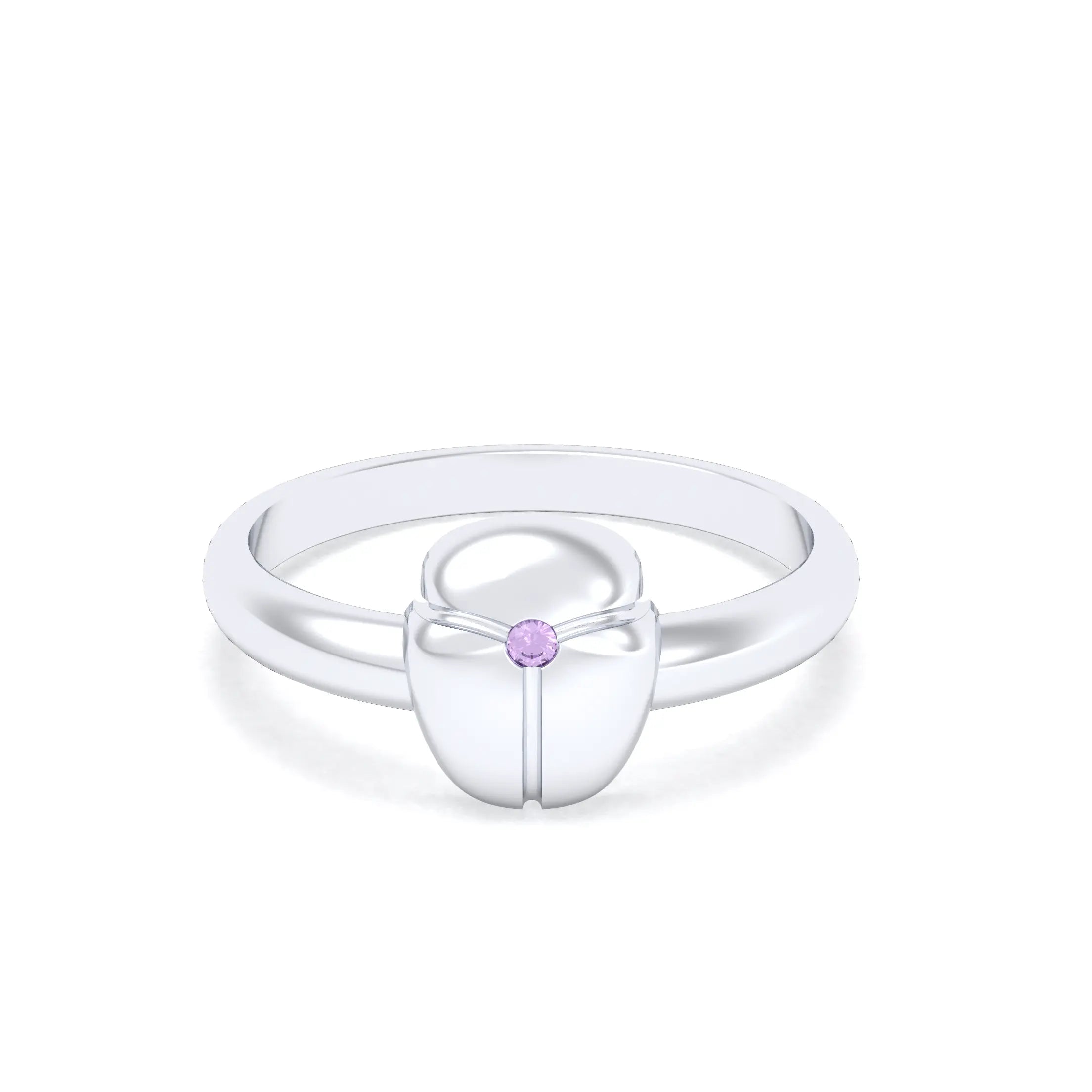 Bague Scarabée or blanc 18 carats sertie d'une pierre précieuse au choix