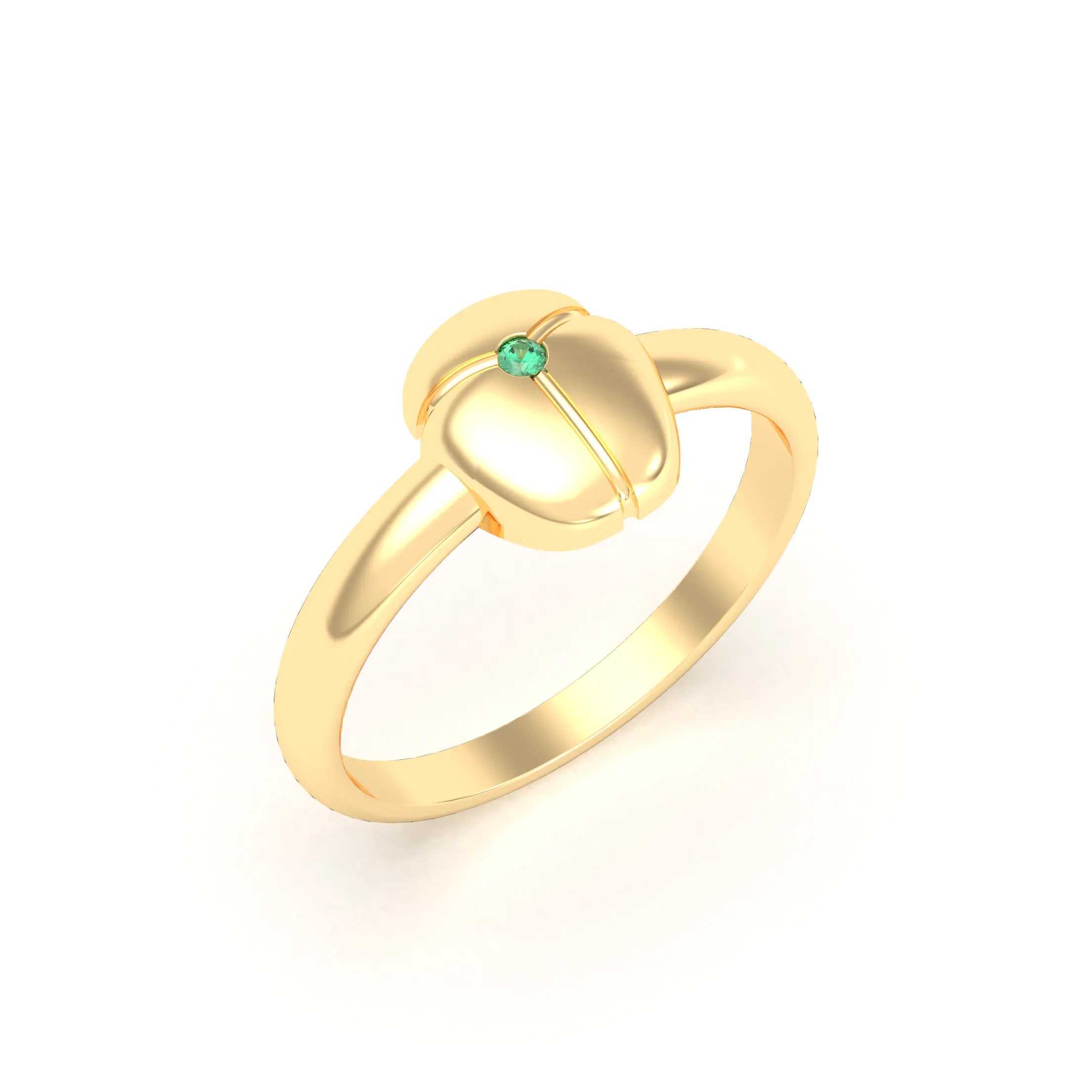 Bague Scarabée or jaune 18 carats sertie d'une pierre précieuse au choix Emeraude