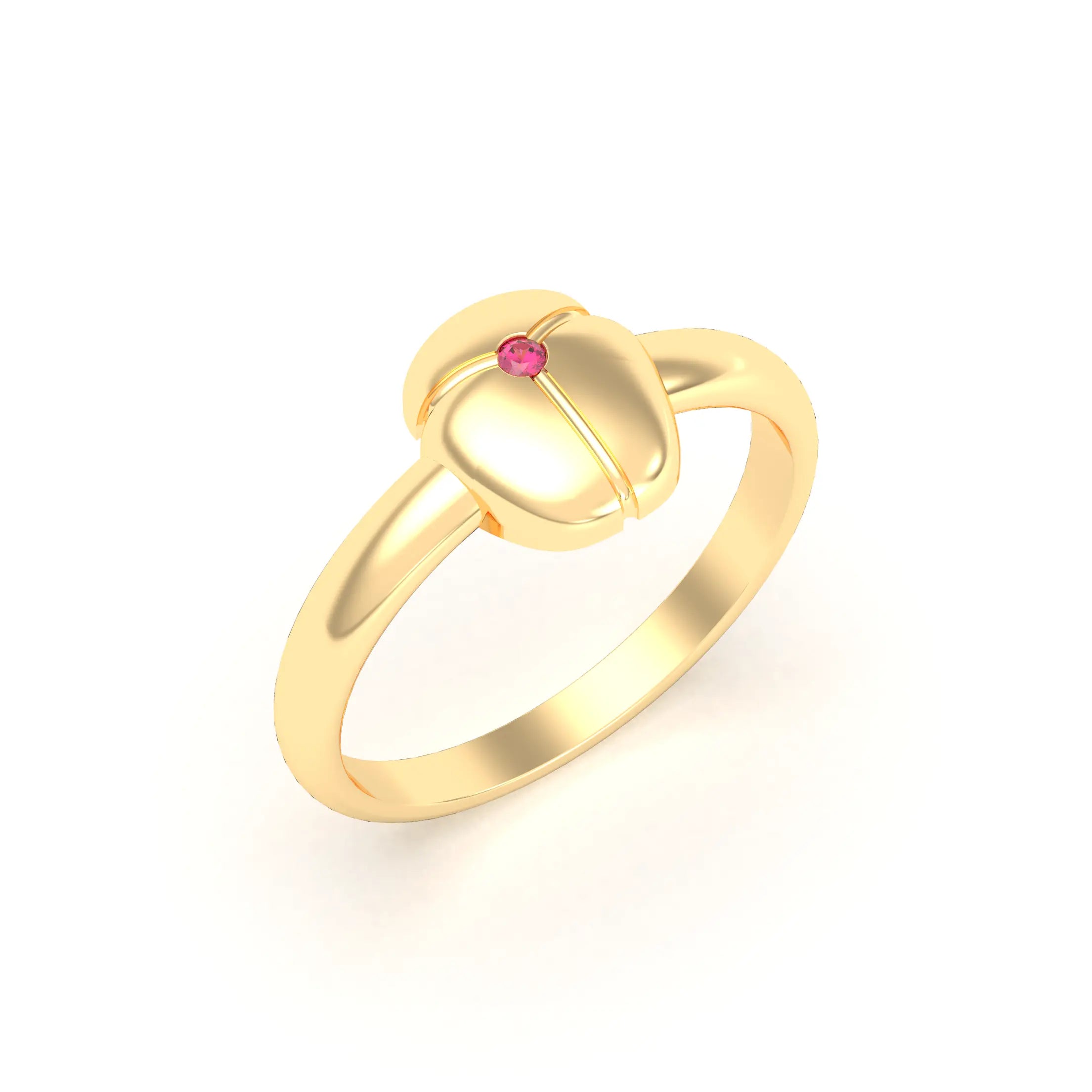Bague Scarabée or jaune 18 carats sertie d'une pierre précieuse au choix Rubis