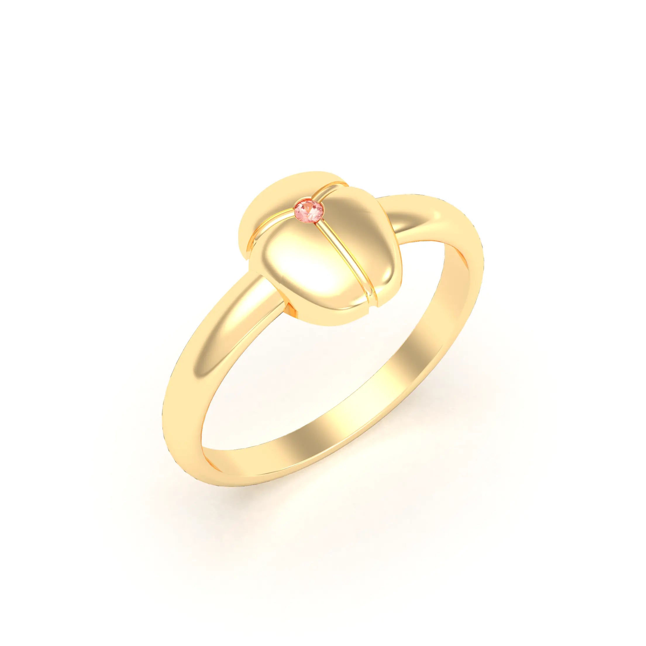 Bague Scarabée or jaune 18 carats sertie d'une pierre précieuse au choix Saphir pêche