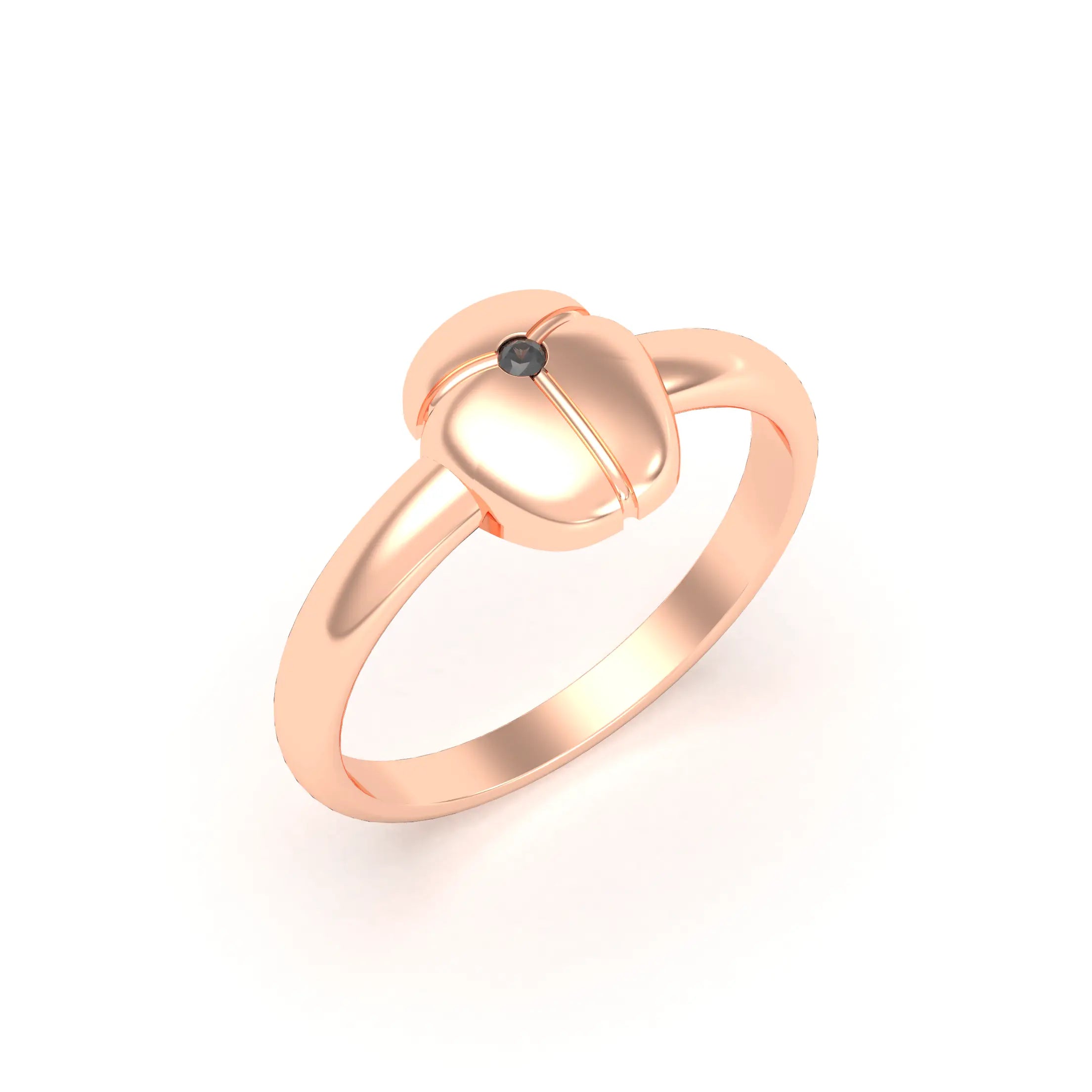 Bague Scarabée or rose 18 carats sertie d'une pierre précieuse au choix Diamant noir