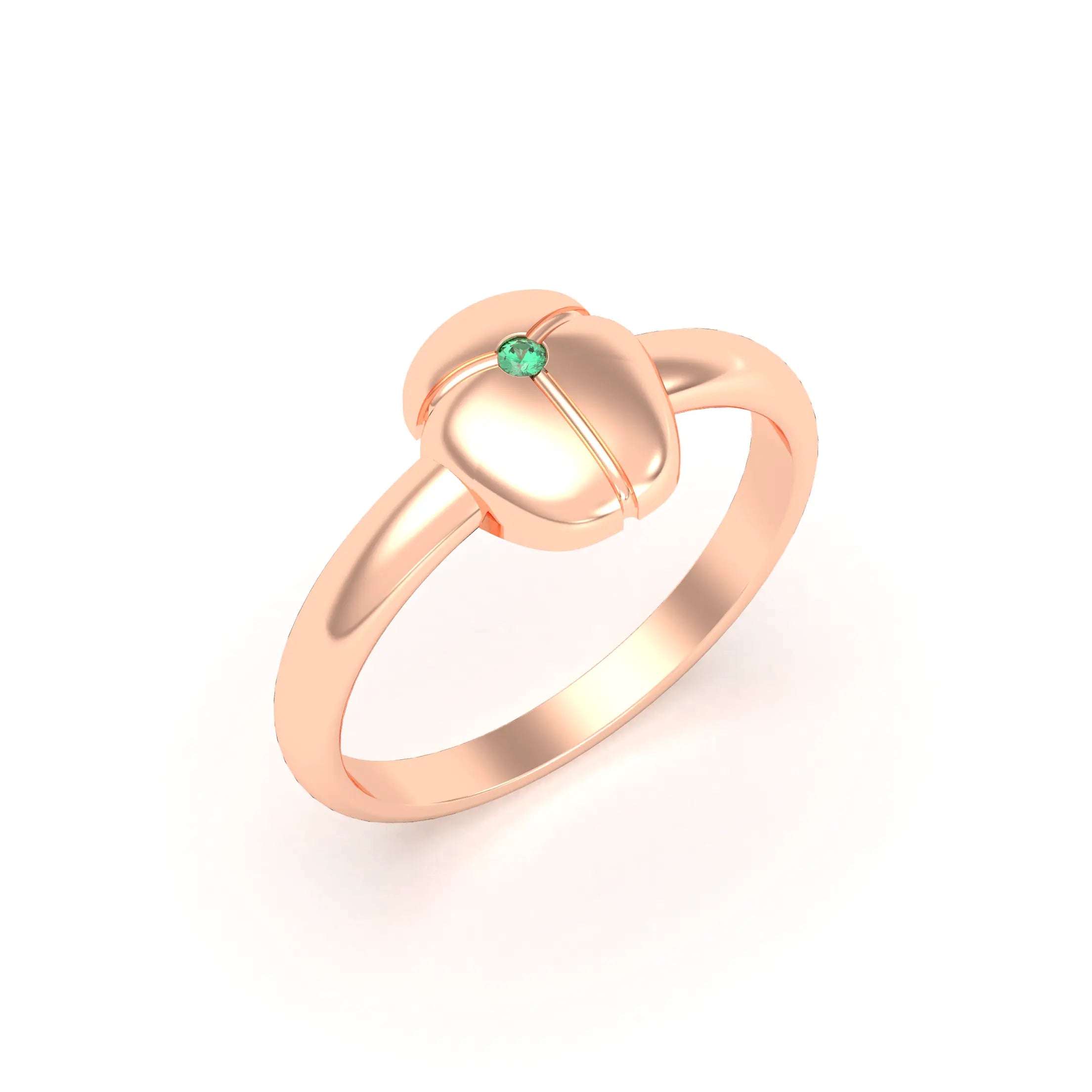 Bague Scarabée or rose 18 carats sertie d'une pierre précieuse au choix Emeraude