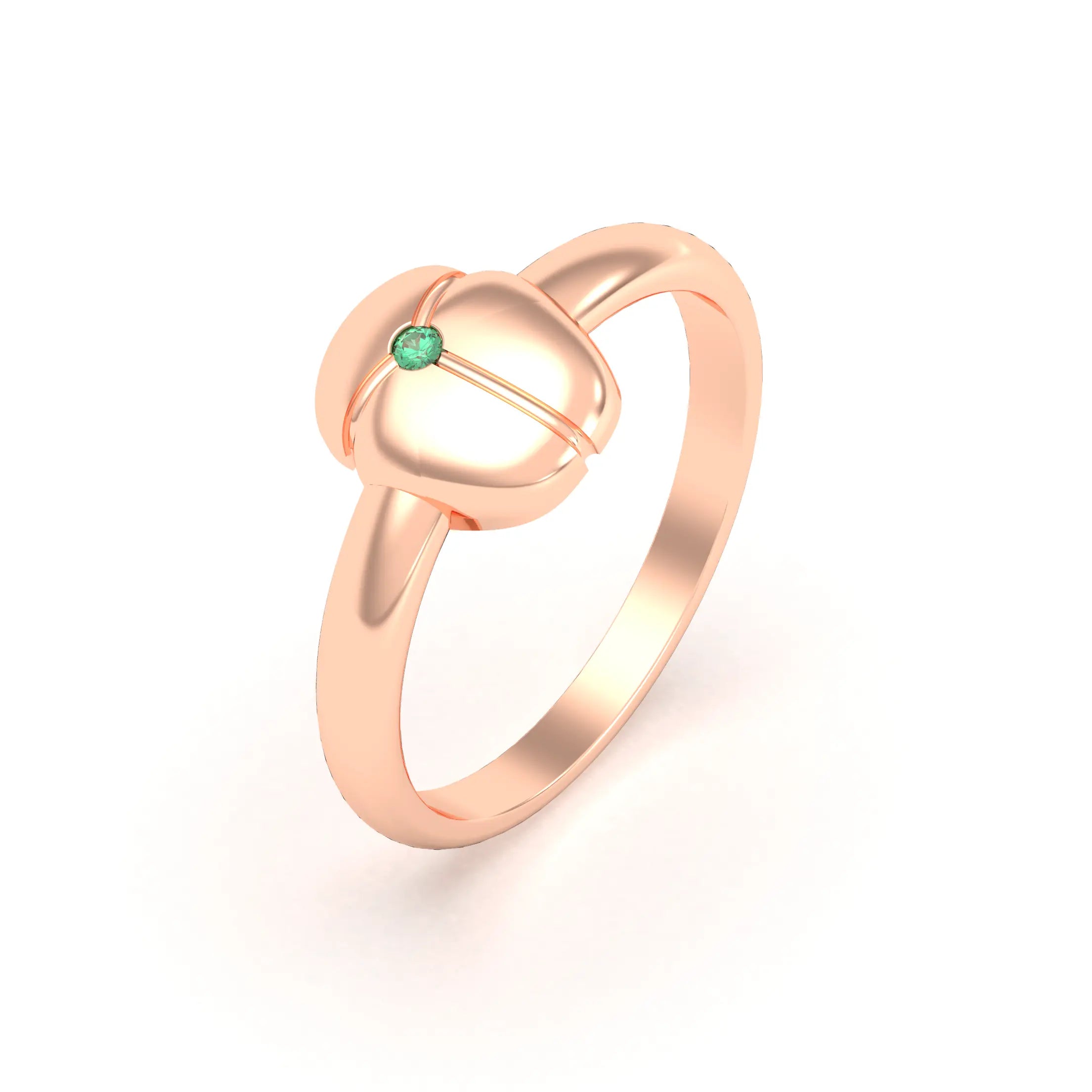 Bague Scarabée or rose 18 carats sertie d'une pierre précieuse au choix