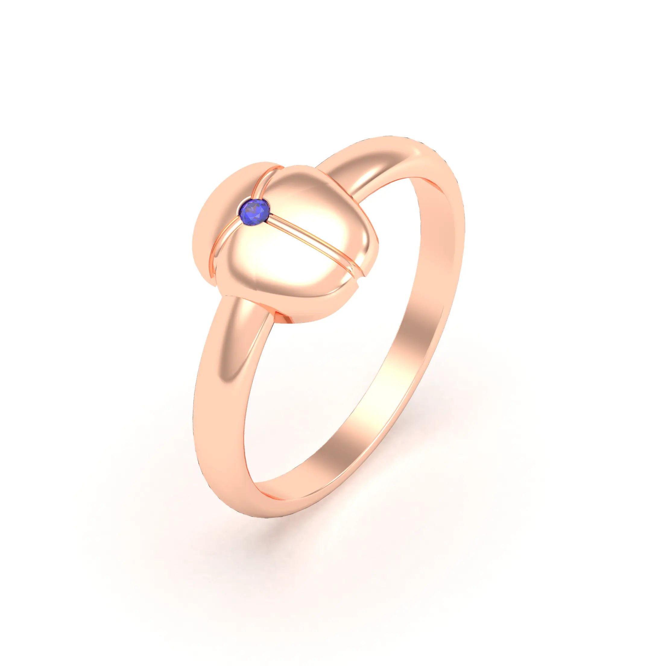 Bague Scarabée or rose 18 carats sertie d'une pierre précieuse au choix