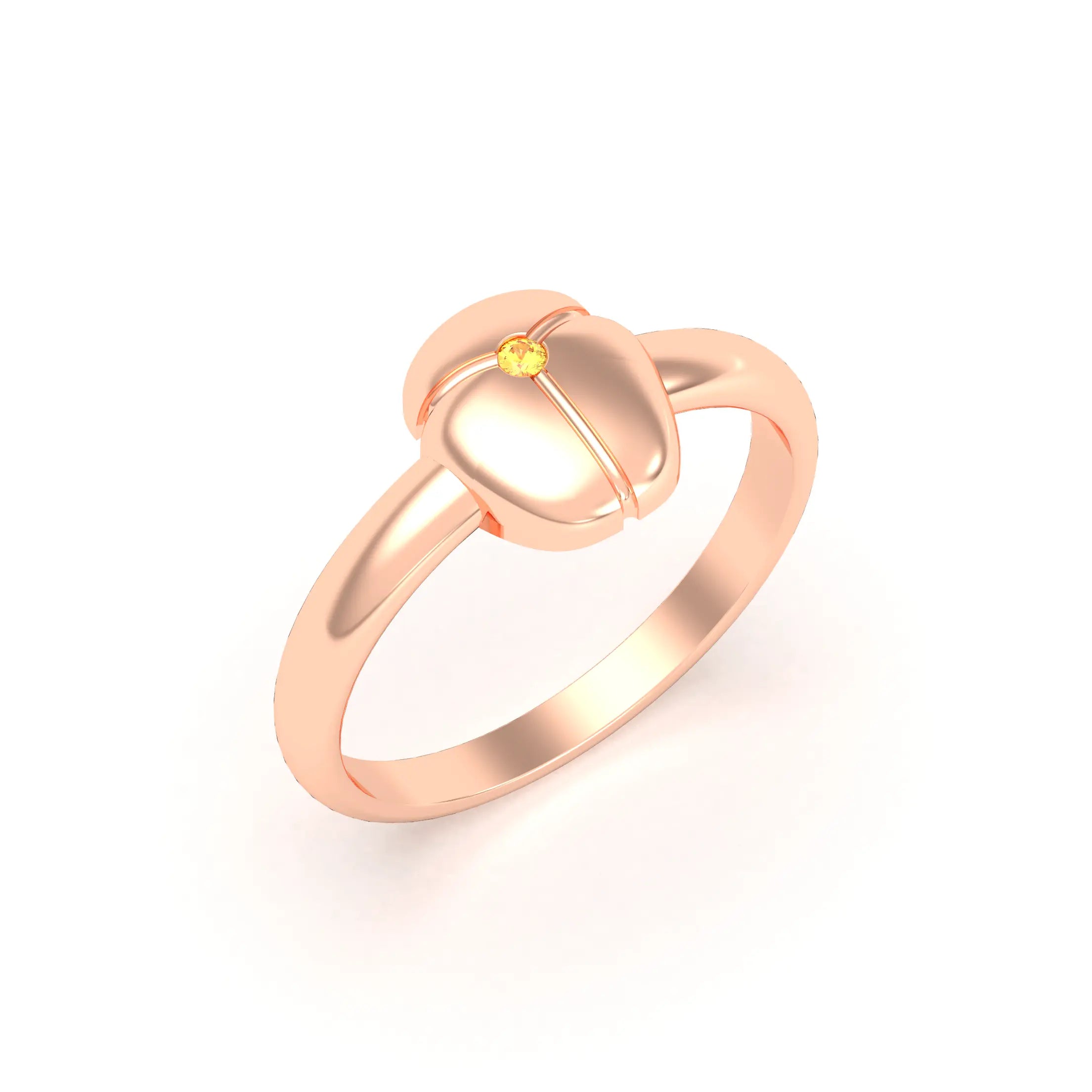 Bague Scarabée or rose 18 carats sertie d'une pierre précieuse au choix Saphir jaune