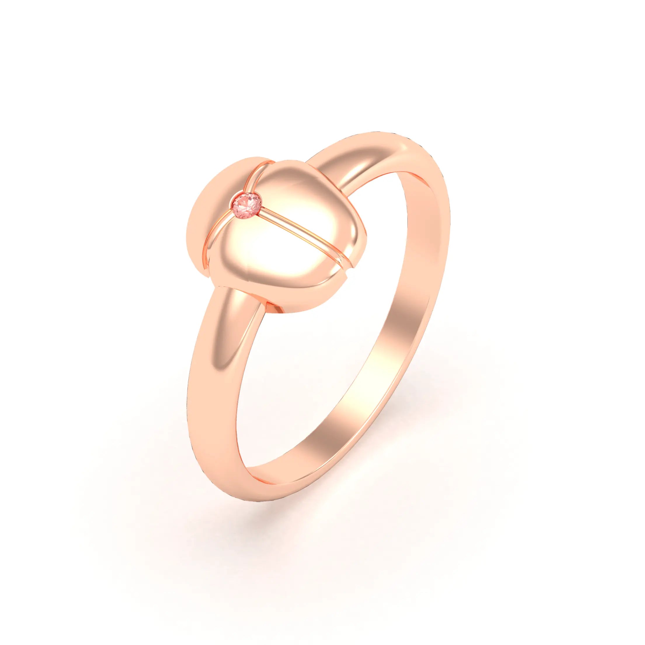 Bague Scarabée or rose 18 carats sertie d'une pierre précieuse au choix