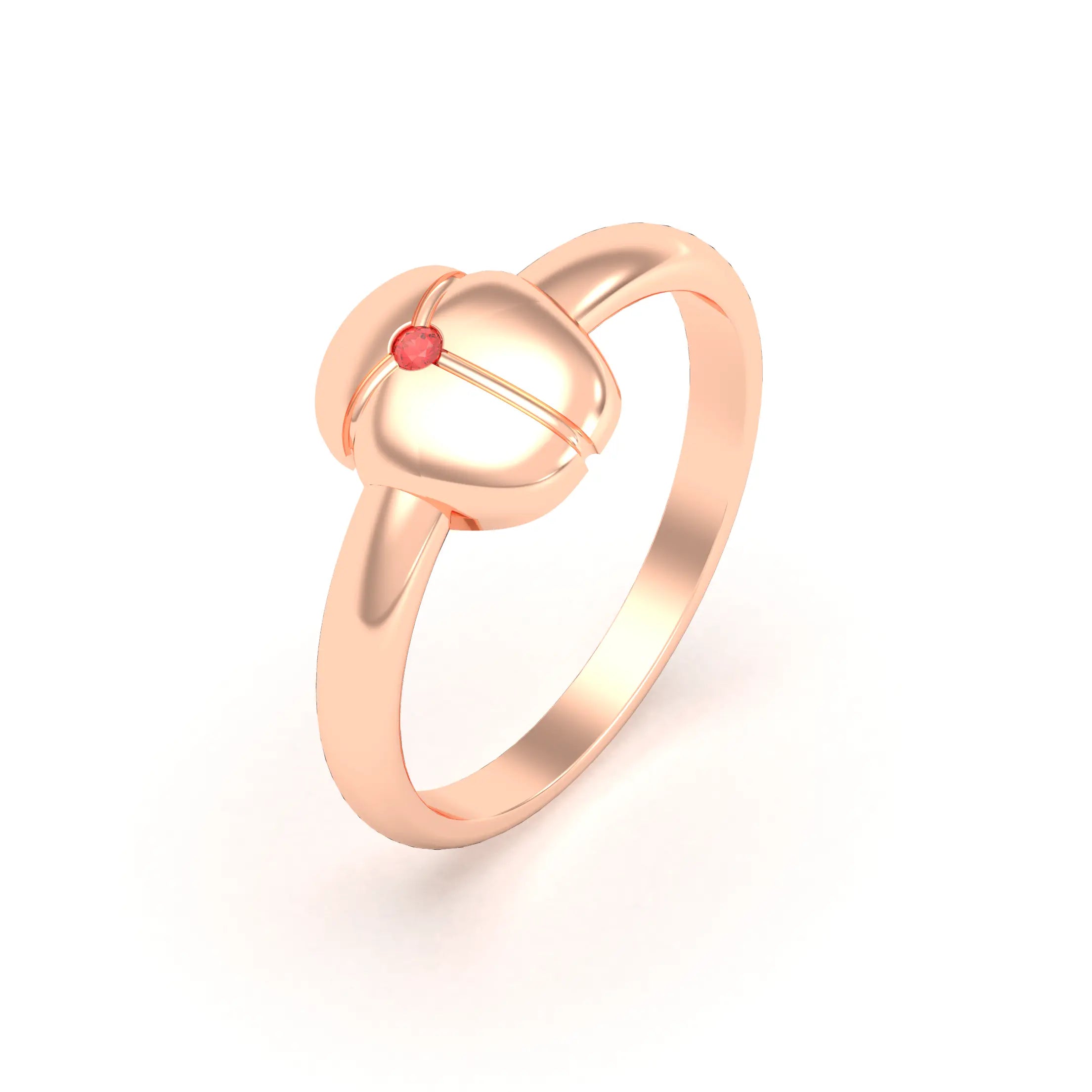 Bague Scarabée or rose 18 carats sertie d'une pierre précieuse au choix