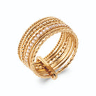 Bague semainier anneaux perlés ciselés et ligne de zircons en plaqué or