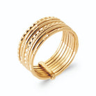 Bague semainier sept anneaux ciselés diamantés en plaqué or