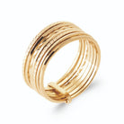 Bague semainier sept anneaux fins lisses et texturés en plaqué or