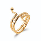 Bague serpent enroulé en spirale aux écailles ciselées en plaqué or