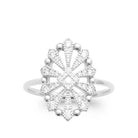 Bague soleil rayonnant serti de zircons en argent 925, vue de face