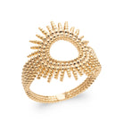 Bague soleil rayons granulés en plaqué or