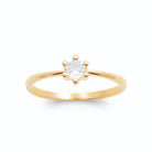 Bague solitaire fine zircon six griffes en plaqué or