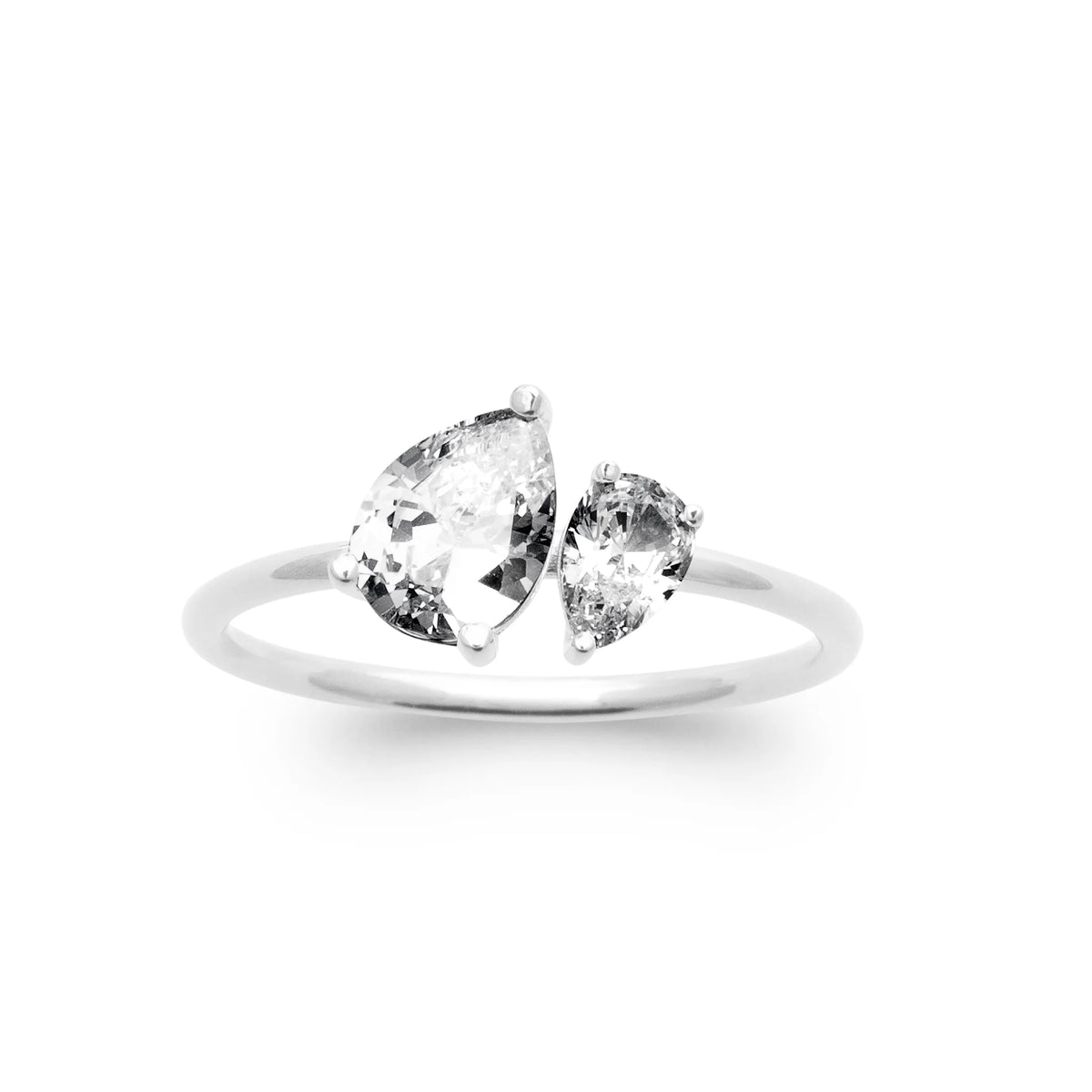 Bague solitaire gros zircon rond griffé en argent 925
