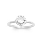 Bague solitaire halo de zircons griffés en argent 925