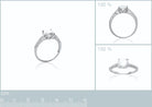 Bague solitaire zircon et épaules micro-serties en argent 925, planche avec vue à taille réelle et réglet