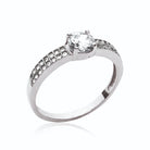 Bague solitaire zircon et épaules pavées en argent 925, vue de face