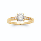 Bague solitaire zircon et épaules serties en dégradé de zircons en plaqué or