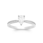 Bague solitaire zircon poire et anneau pavé en argent 925