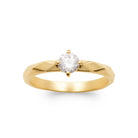 Bague solitaire zircon rond quatre griffes anneau facetté en plaqué or