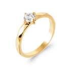 Bague solitaire zircon rond quatre griffes anneau facetté en plaqué or