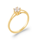 Bague solitaire zircon rond six griffes épaules affinées en plaqué or