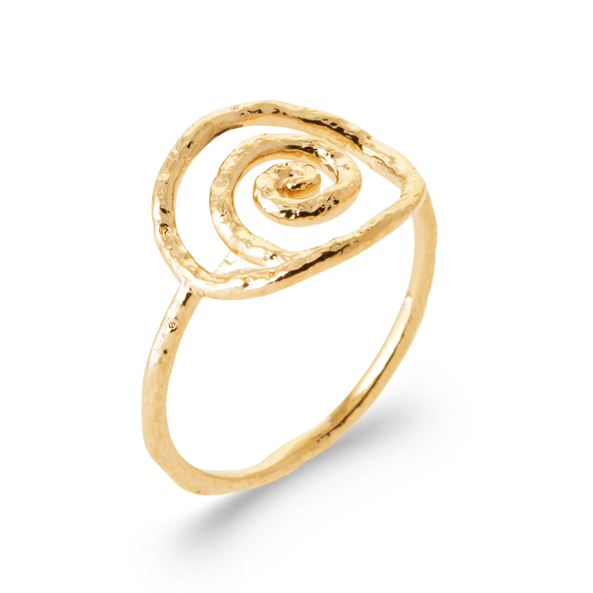 Bague spirale escargot en fil d’or texturé en plaqué or
