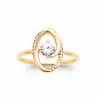Bague spirale pavée et zircon solitaire plaqué or, vue de face