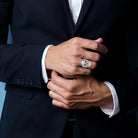 Bague tête de mort ciselée en argent 925 rhodié