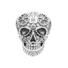 Bague tête de mort ciselée en argent 925 rhodié