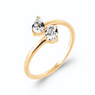 Bague toi et moi croisée zircon poire et zircon ovale en plaqué or
