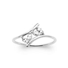 Bague toi et moi navette et zircon rond en argent 925