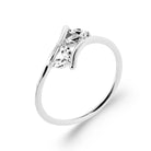 Bague toi et moi navette et zircon rond en argent 925