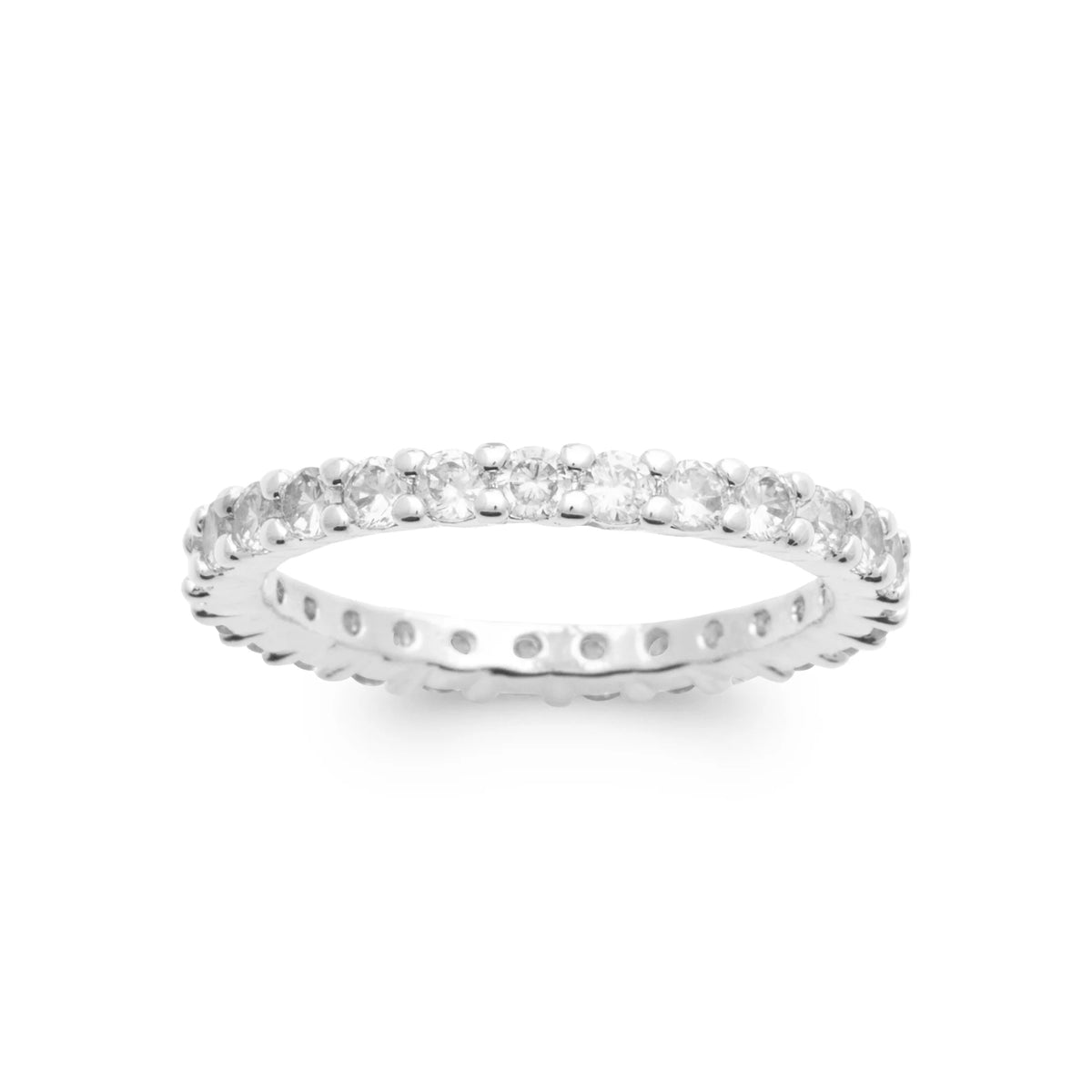 Bague tour complet de zircons baguettes et ronds en argent 925