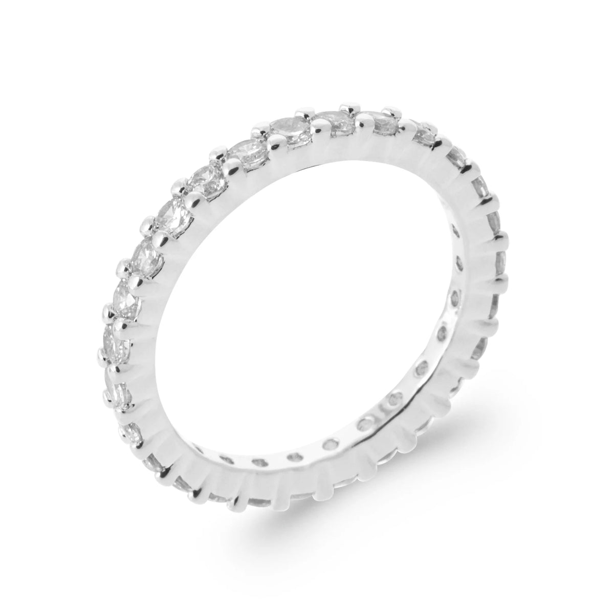 Bague tour complet de zircons baguettes et ronds en argent 925
