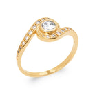 Bague tourbillon pavé et zircon rond serti clos en plaqué or