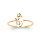 Bague trio de zircons et croissant plaqué or, vue de face