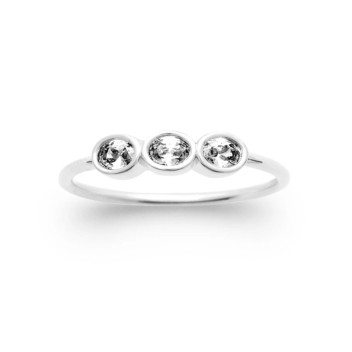 Bague trio de zircons sertis clos en argent 925