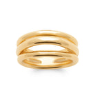 Bague triple jonc poli aux anneaux réunis en plaqué or