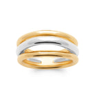 Bague trois anneaux croisés bicolore en plaqué or vu de profil