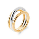 Bague trois anneaux croisés bicolore en plaqué or