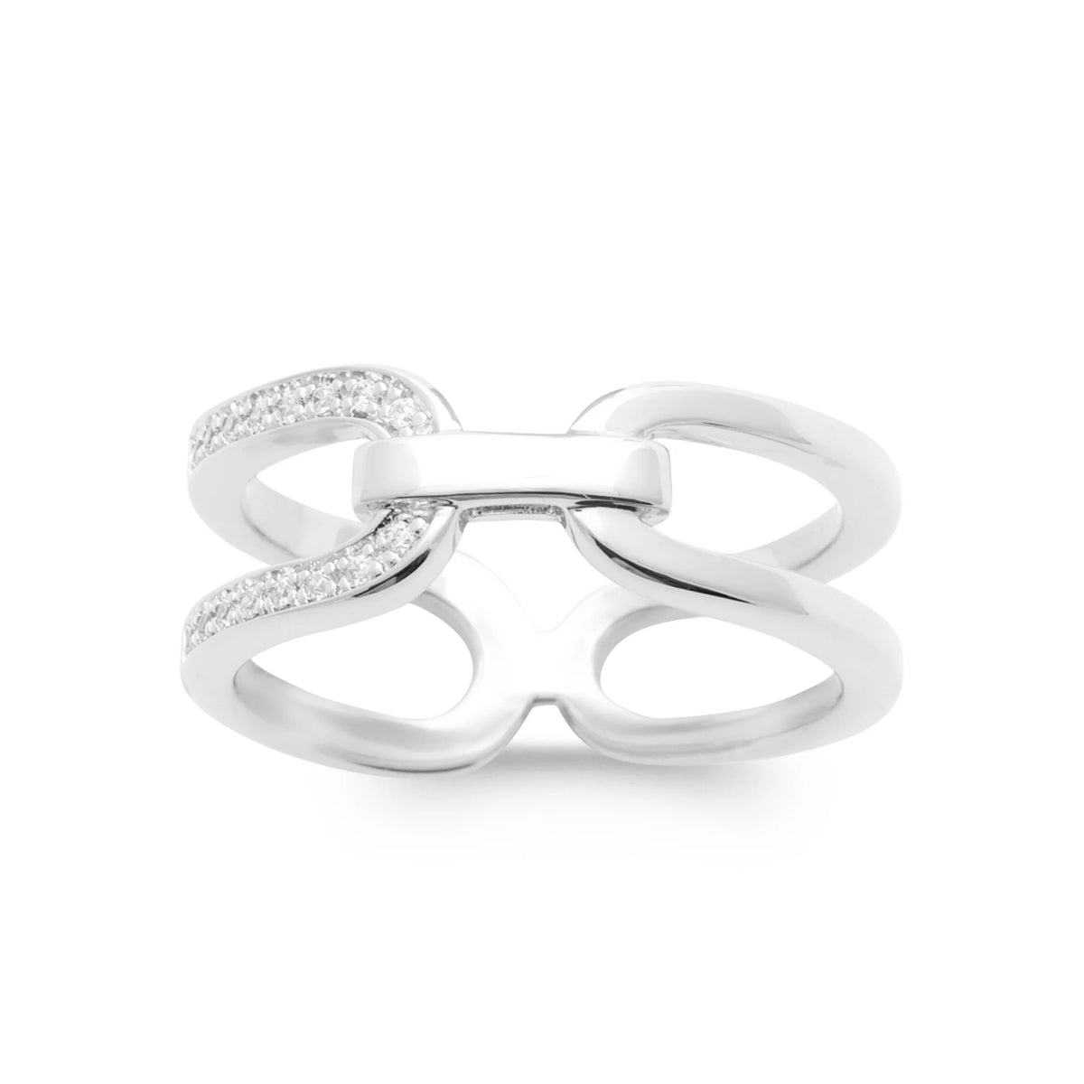 Bague trois anneaux dont deux pavés en argent 925