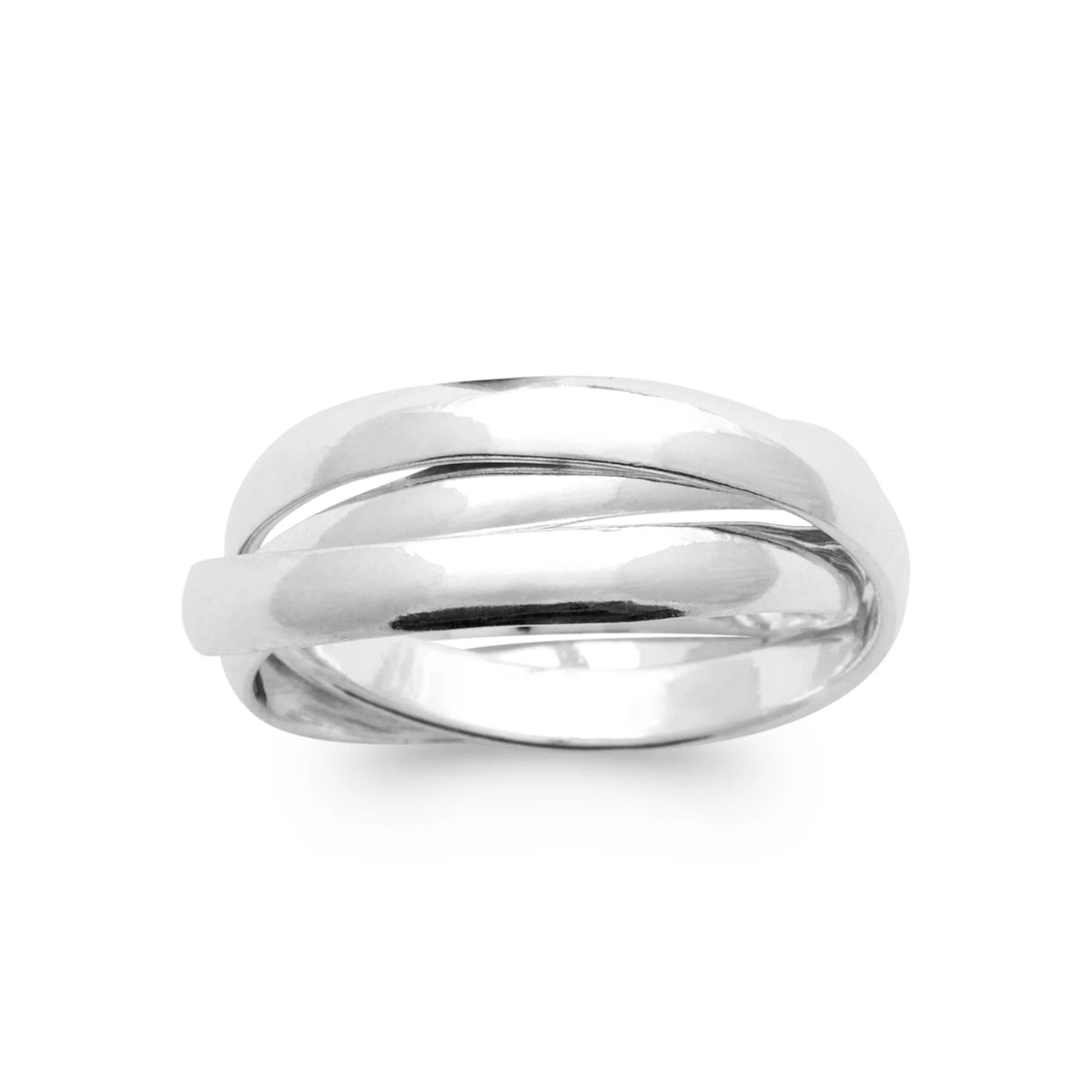 Bague trois anneaux entrelacés en argent 925 vu de profil