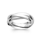 Bague trois anneaux entrelacés en argent rhodié vu de profil