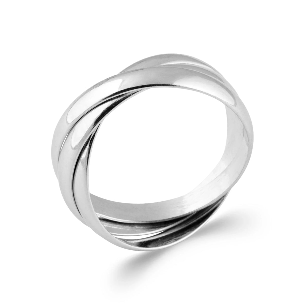 Bague trois anneaux entrelacés en argent rhodié