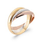 Bague trois anneaux entrelacés tricolores en argent 925